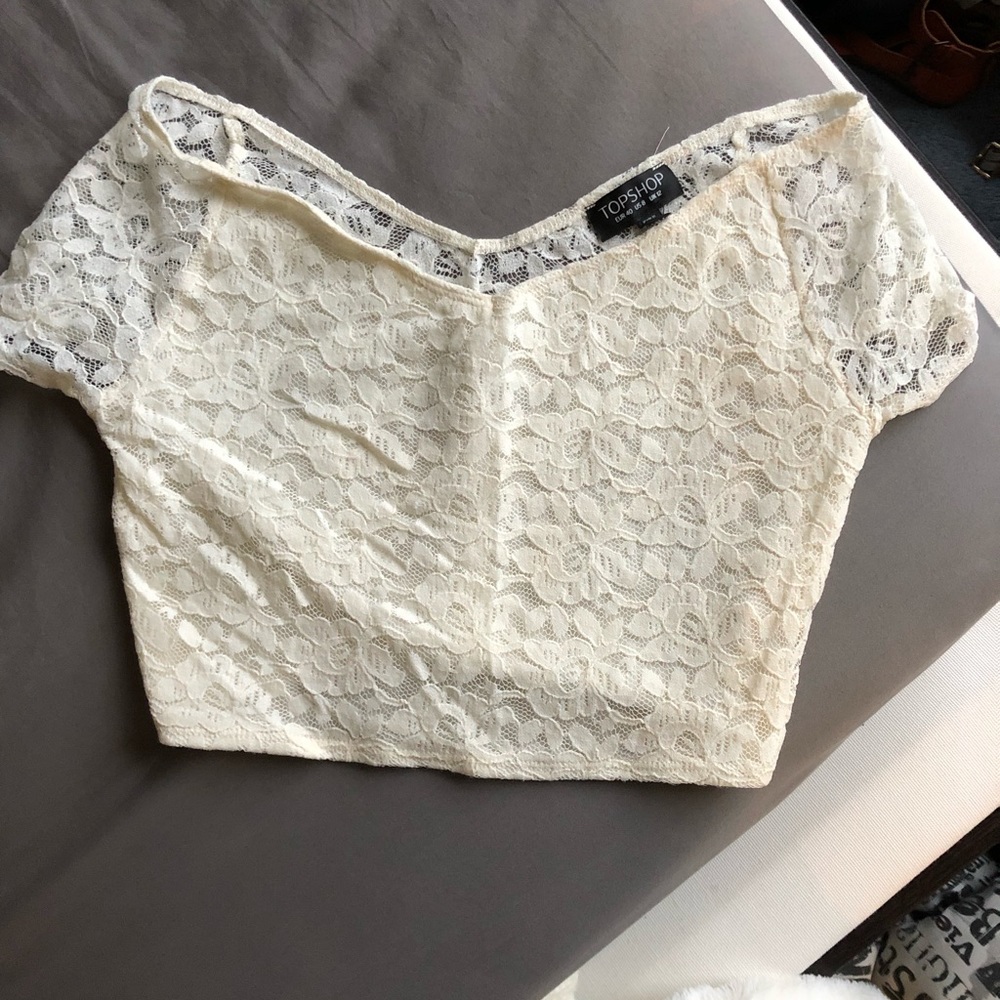 Cream lace crop top